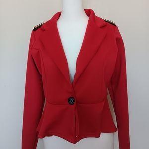 red blazer w/ gold spike shoulder pads